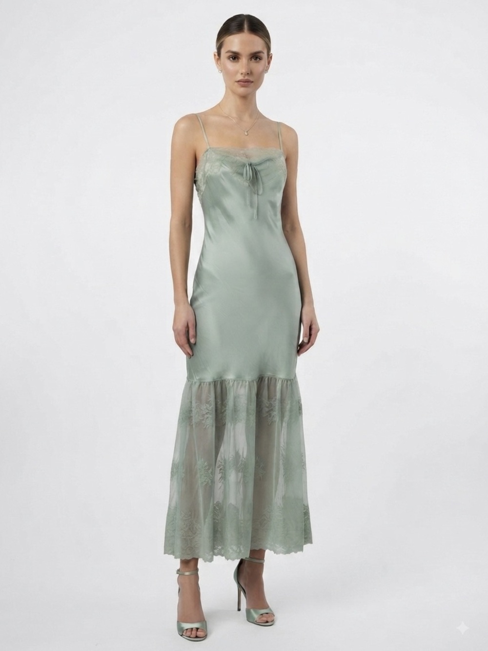 Thirty Thirty Satin Lace-Trim Slip Dress